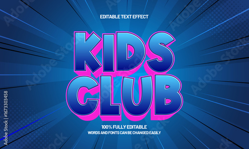 kids club editable text effect for game