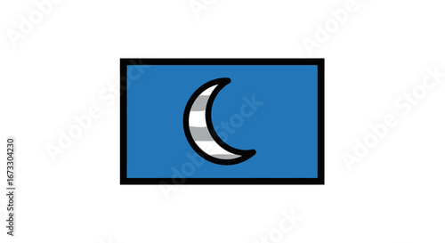 crescent moon icon night, sleep, dream, blue, symbol, simple design, illustration