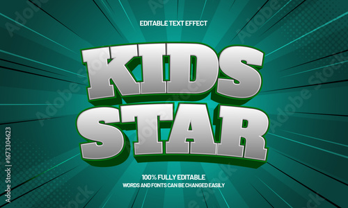 kids star editable text effect for game