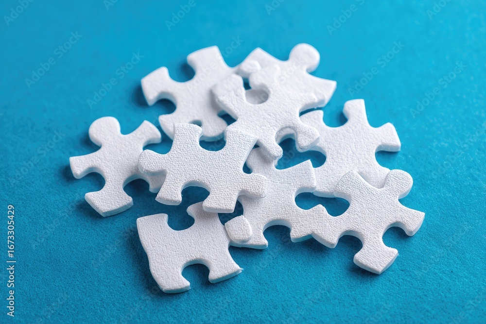 Obraz premium White Puzzle Pieces on Blue