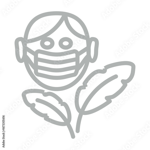 Seasonal Allergies Vector Line Grey Icon Design