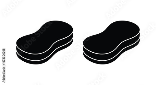 a pair of black and white objects on a white background