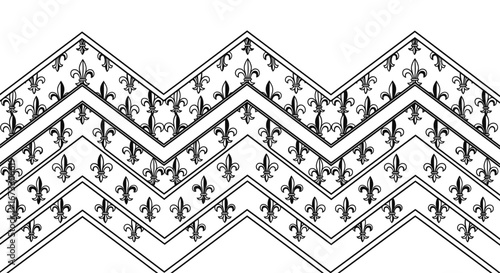 fleurdelis chevron pattern black and white seamless design for fabric, wallpaper, and decor