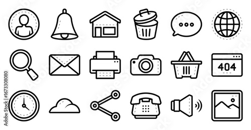 Web element icon set related to interface, UI, UX, navigation, button, symbol, and others. vector illustration with line and outline style
