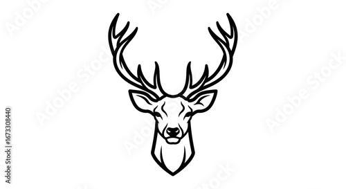 majestic deer head line art elegant, black and white wildlife illustration, nature graphic