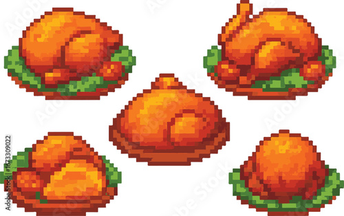 ayam betutu pixel art, eps 10 illustration