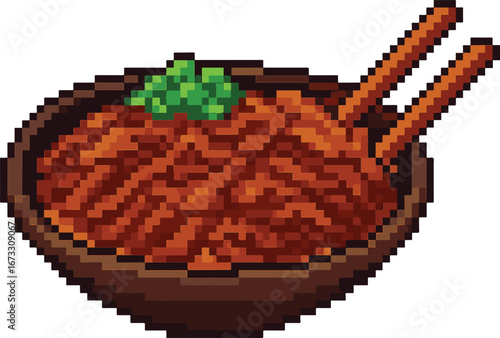 bulgogi pixel art, eps 10 illustration