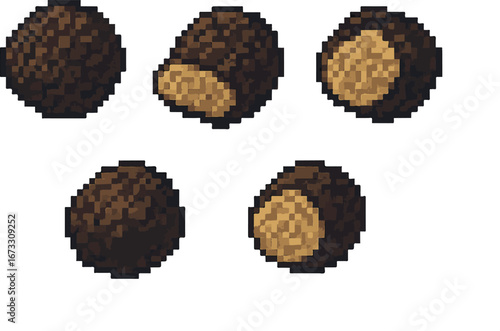 truffle pixel art, eps 10 illustration