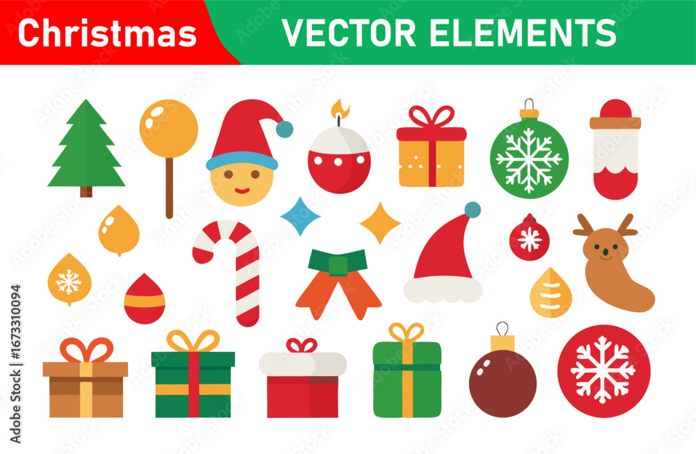 Fototapeta premium Festive Christmas Vector Elements Collection for Holiday Designs and Decorations