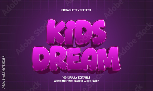 kids dream editable text effect for game