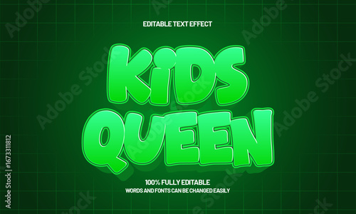 kids queen editable text effect for game