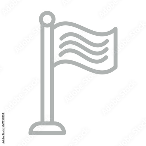 Flag Pole Vector Line Grey Icon Design