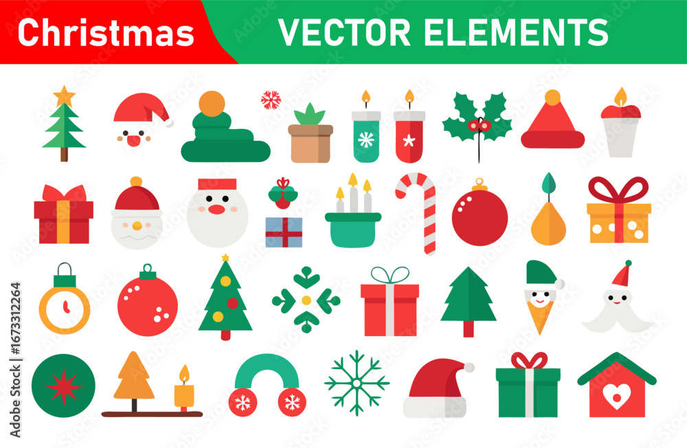 Fototapeta premium Festive Christmas Vector Elements for Holiday Designs and Celebrations