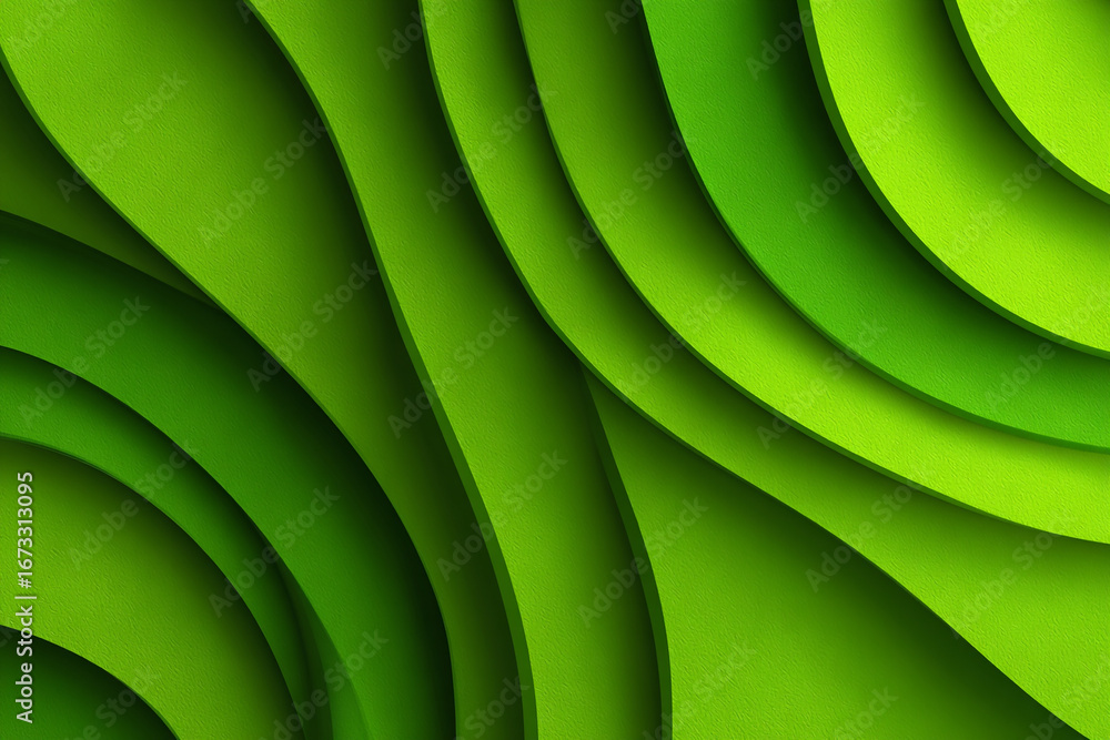 Obraz premium Abstract green layered wavy design background texture pattern