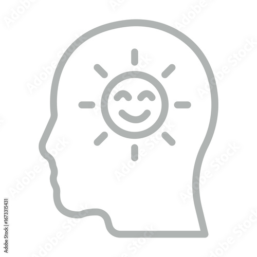 Optimism Rays Vector Line Grey Icon Design