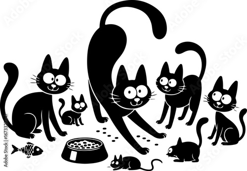 Playful Cat Doodles  Vector Bundle