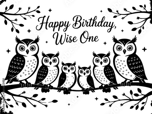 Owl Family Silhouettes  cute owls, cartoon owls, owl illustration  Bundle