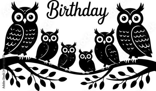 Owl Family Silhouettes  cute owls, cartoon owls, owl illustration  Bundle