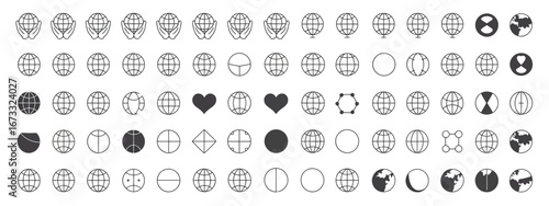 Collection of Globe Icons Diverse Representations for Global Concepts and Designs