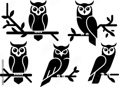Owl Family Silhouettes  cute owls, cartoon owls, owl illustration  Bundle