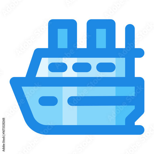 cruise ship blue filled color icon