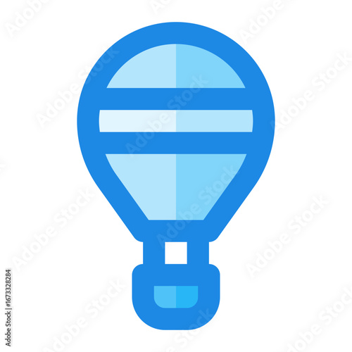 hot air balloon blue filled color icon
