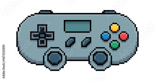 Pixelated Game Controller Illustration for Digital Gaming Enthusiasts and Retro Tech Collectors with Buttons and D-Pad