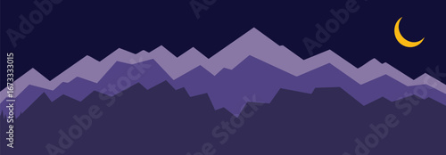 Landscape with mountain peaks and rural hills skyline vector illustration ideal for nature backgrounds outdoor recreation extreme sports and vacation designs