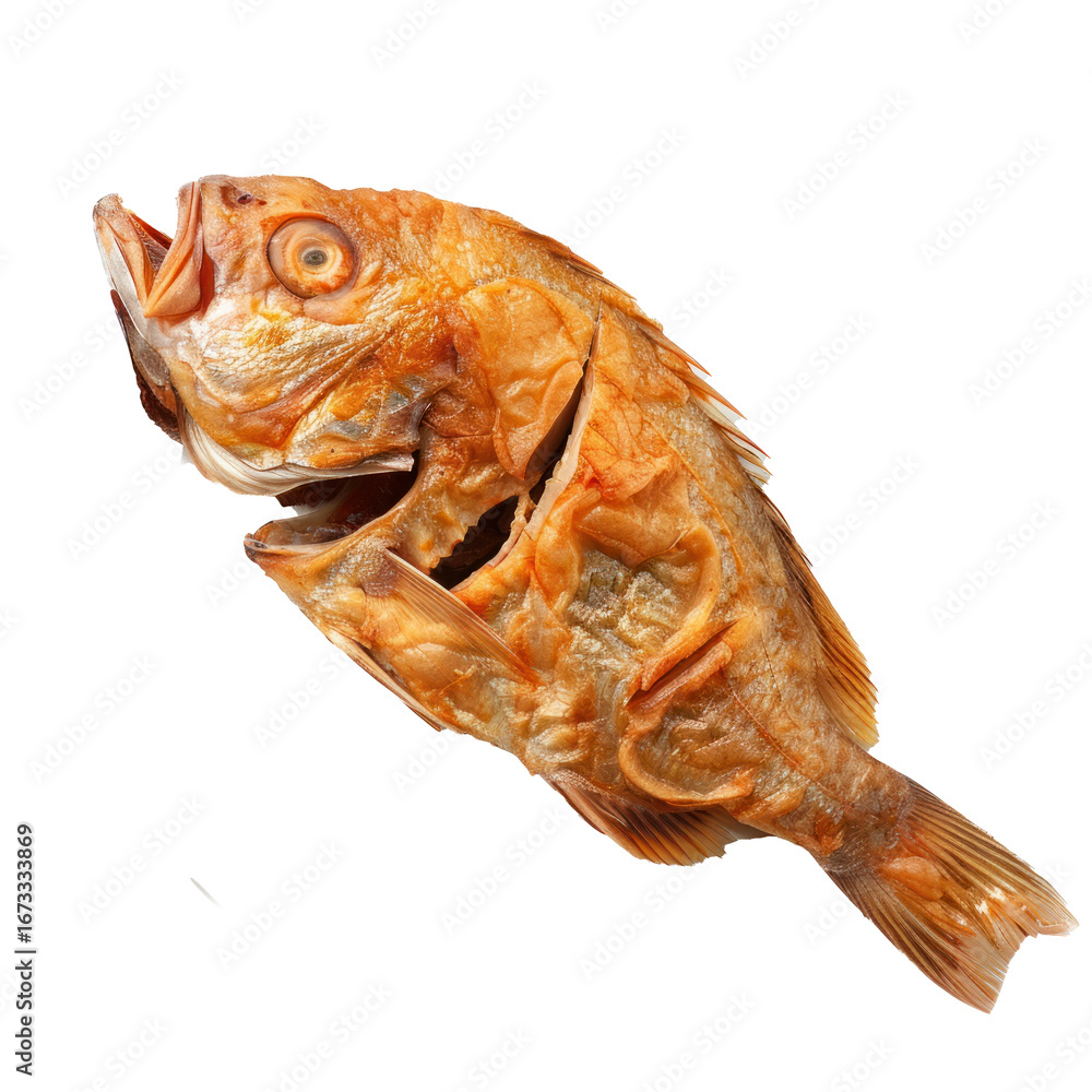 Obraz premium Whole smoked fish isolated on transparent background 