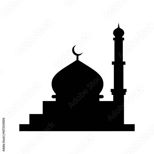 Mosque Icon - Islamic Mosque Silhouette Vector Free Download