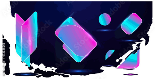 Abstract neon shapes composition