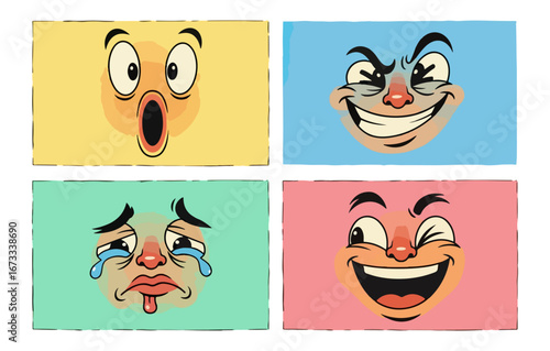 Colorful cartoon faces showing different emotions