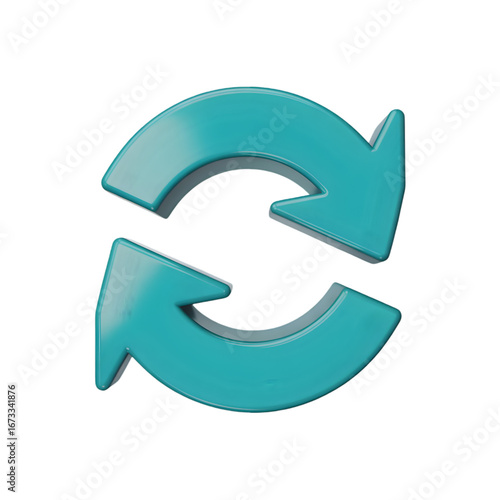 Illustration of a blue refresh icon with two arrows in a circular motion isolated on transparent background