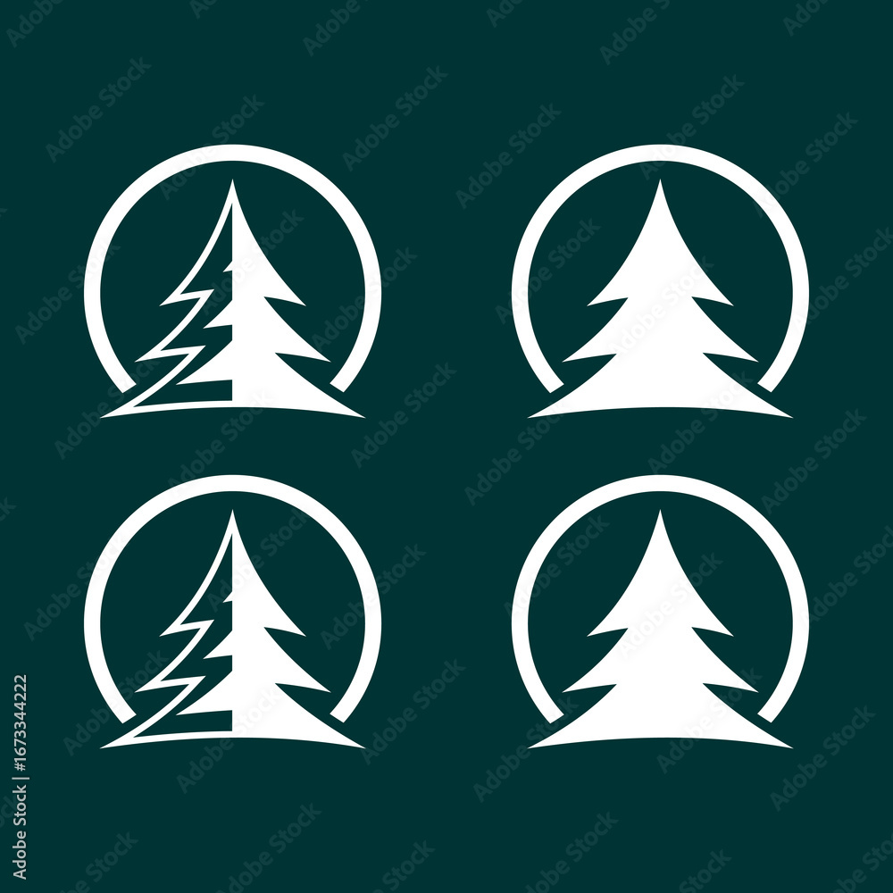 Obraz premium pine tree logo, pine tree, vector, symbol, icon, pine tree illustration, nature, pine, logo, tree, forest, design, vector, silhouette, illustration, wood, plant, evergreen, outdoor, symbol, landscape