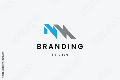 Abstract elegant MN logo design