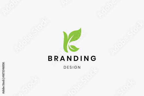 Modern and geometric environmental leaf K logo template