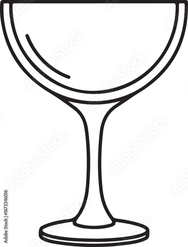 Elegant coupe glass outline vector illustration minimalistic design