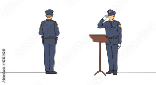 Soldiers in uniform standing at attention and saluting