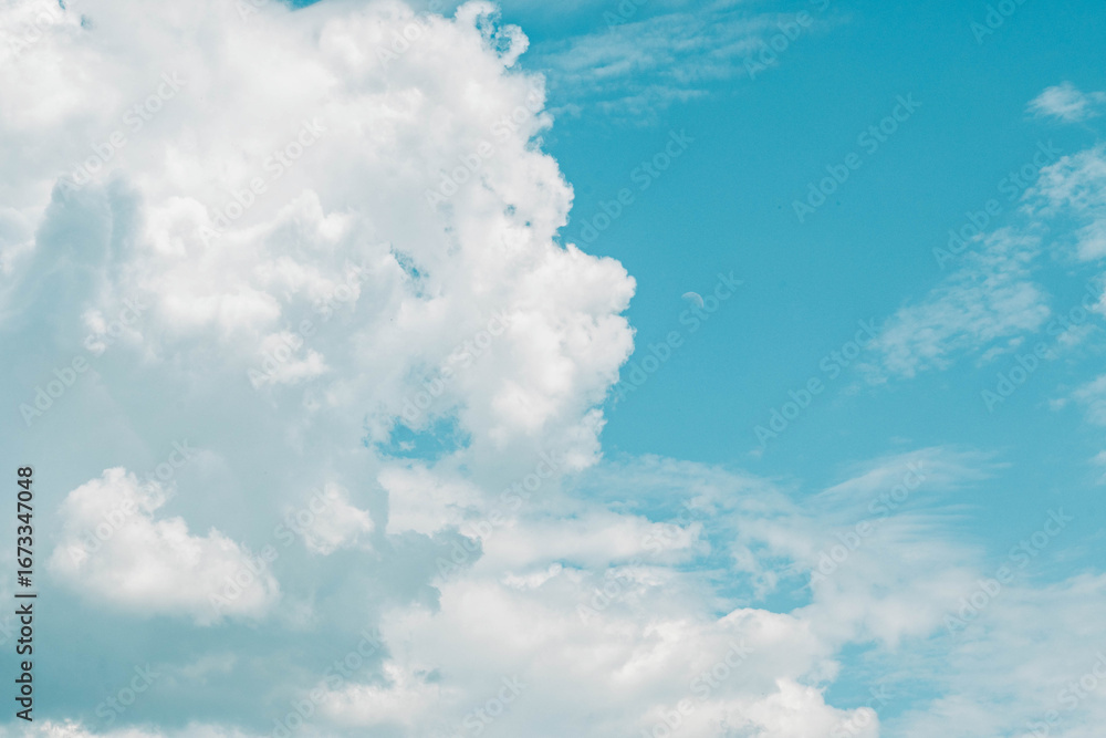 Fototapeta premium Lune de jour et cumulus