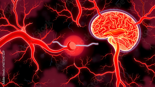 Atherosclerosis and vascular dementia connection, conceptual illustration