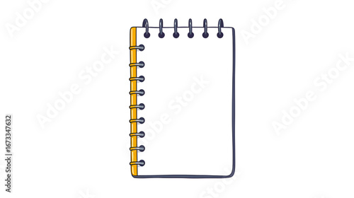 Blank spiral notebook in simple cartoon style for nursery decoration clipart on transparent background