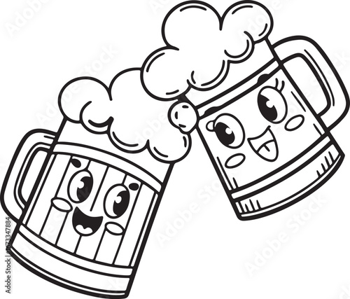 Beer Mugs Cheers Illustration – Toasting Glasses with Foam and Splash Vector Design