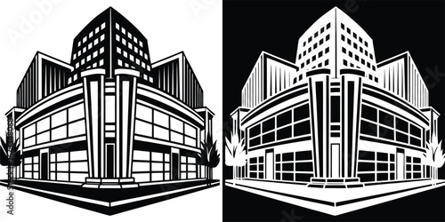 Modern architectural design showcases sleek business buildings with clean lines and expansive windows, symbolizing corporate success.