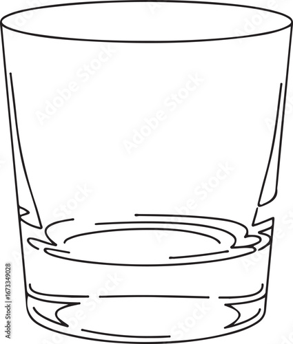Empty glass tumbler illustration minimalist style vector graphic