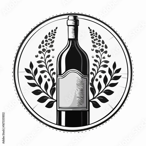 bottle of wine mock up illustration