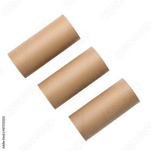 Crafty Creations Trio of Empty Cardboard Tubes for Recycled Art and DIY Projects on Black on transparent background