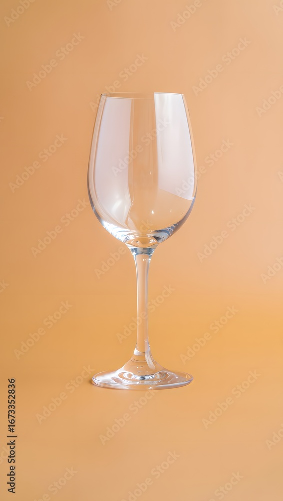 Clear glass goblet on a warm brown background