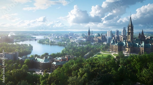 Majestic gothic parliament buildings of ottawa city stunning evening reflection image