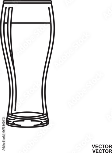 Pilsner glass outline drawing isolated on a white background