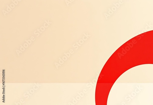 Abstract minimalist beige and red backdrop, textured surface, graphics, color combination